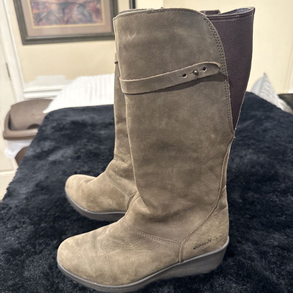 Eddie Bauer Women's Wedge Boots In Dark Olive Green SZ 8.5